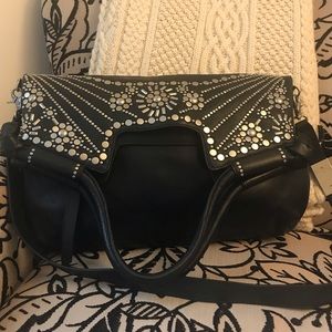 Foley+ Corinna black leather fold over bag